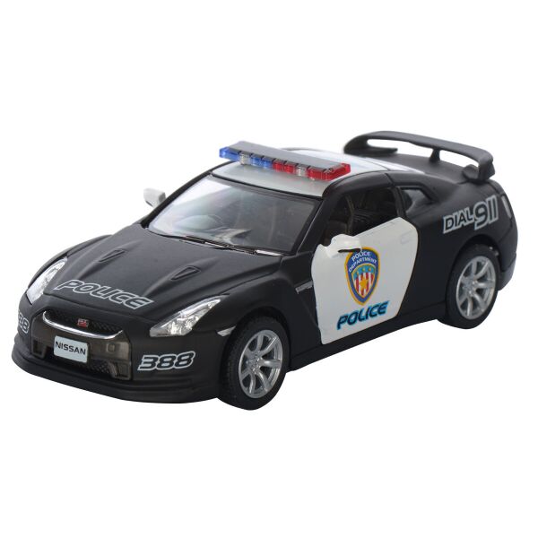 

Машинка Kinsmart Кинсмарт Nissan GT-R (R-35) Police металлическая инерционная черная 1:38 (KT5340WP)