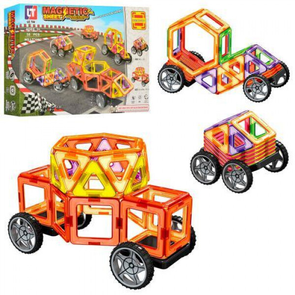 

Магнитный конструктор Limo Toy MAGNETIC 3002 58 деталей Цветные магниты Транспорт