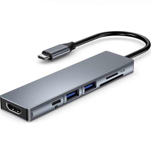 

USB хаб Type-C USB Hub 6 в 1 HDMI, USB3.0, SD, PD, microSD