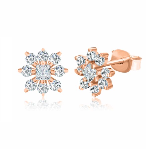 

Серебряные серьги с фианитом - "Цветок" С3Ф/462