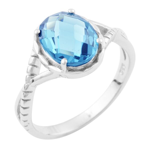 

Серебряное кольцо GS с топазом Лондон Блю (1634288) 18 размер