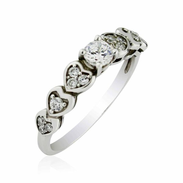 

Серебряное кольцо с сердечками 1023-1p