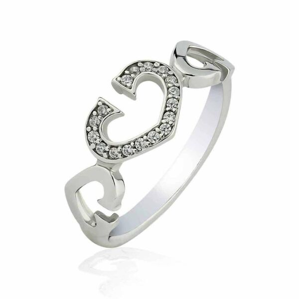 

Серебряное кольцо с сердечками 1624-1p-cz