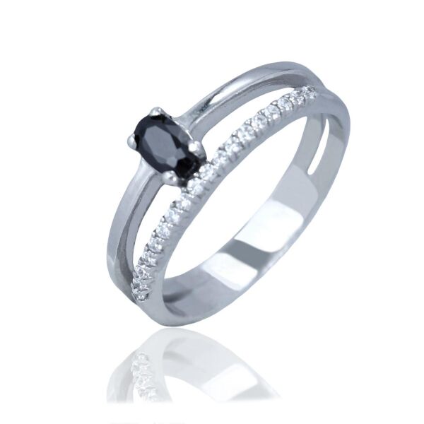 

Серебряное кольцо с черным камнем 1405-1p-cz