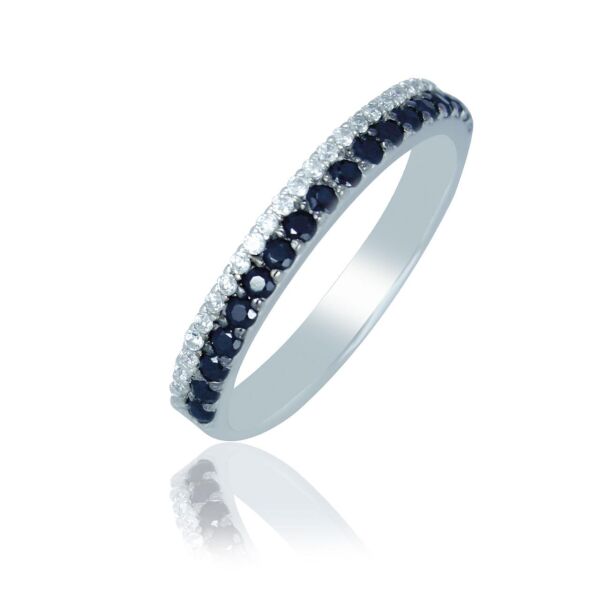 

Серебряное кольцо с черными и прозрачными фианитами 1100-1p-cz-b