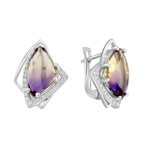 

Серебряные серьги GS с аметрином nano 9.17ct, фианитами (2096511)