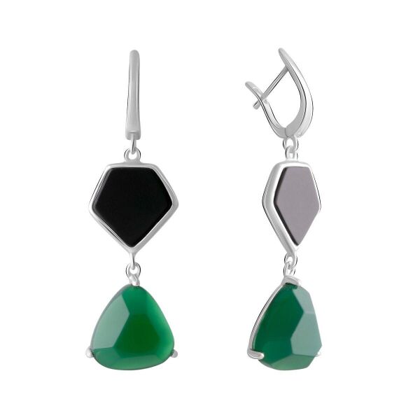 

Серебряные серьги GS с натуральным агатом 22.483ct, ониксом (2070337)