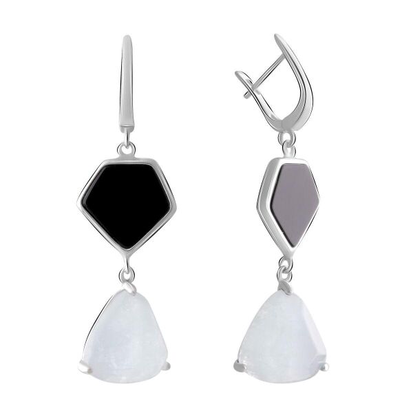 

Серебряные серьги GS с натуральным аквамарином 22.483ct, ониксом (2070382)