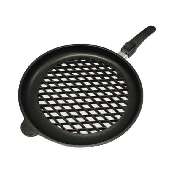 

Сковорода перфорированная для BBQ 320мм, съёмная ручка с чёрной вставкой AMT Gastroguss