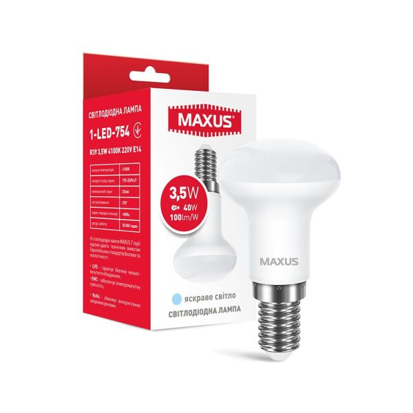 

Лампа светодиодная MAXUS R39 3,5W 4100K 220V E14