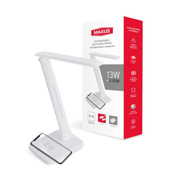 

Лампа настольная с беспроводной зарядкой MAXUS DL 13W 4100K WH