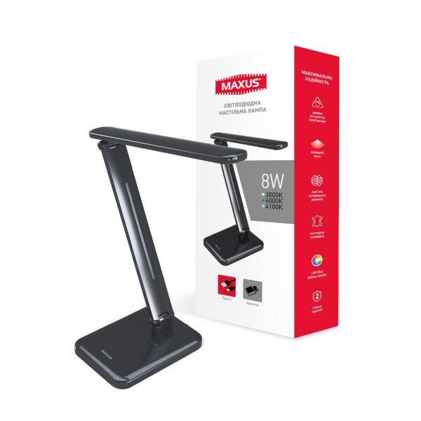 

Лампа настольная MAXUS DL 8W 3CCT BL S