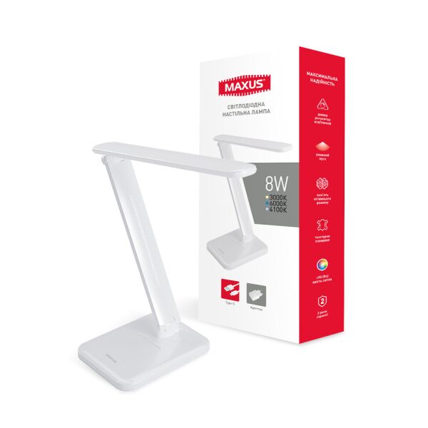 

Лампа настольная MAXUS DL 8W 3CCT WH S