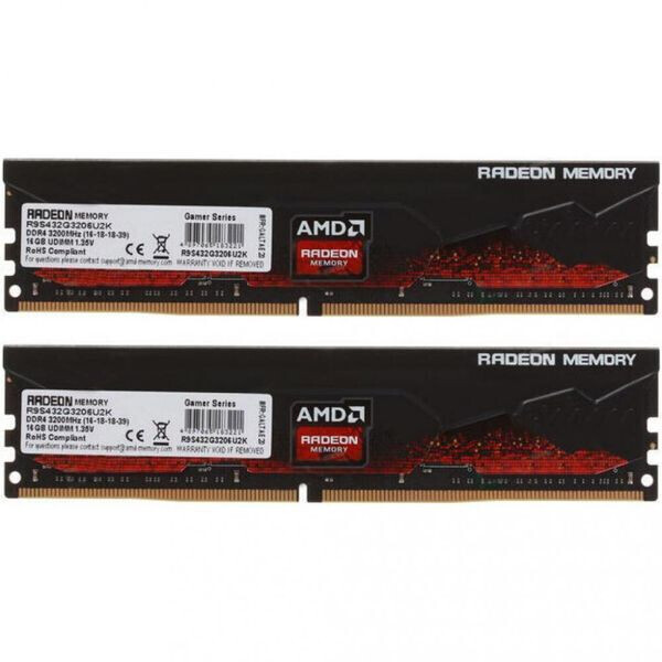 

AMD 32 GB (2x16GB) DDR4 3200 MHz Radeon R9 Gamer (R9S432G3206U2K)