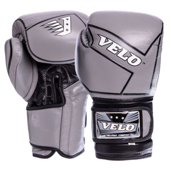 

Перчатки боксерские кожаные VELO VL-2218 12 унций Серые