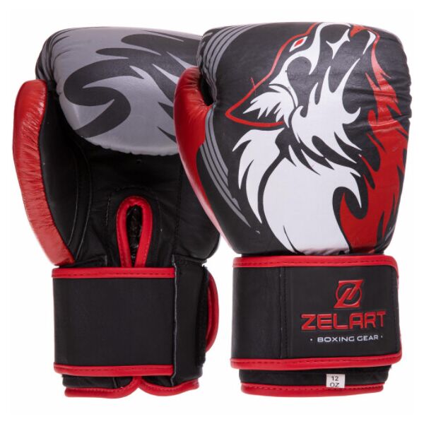 

Перчатки боксерские кожаные Zelart VL-3084 10 унций черный