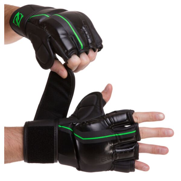 

Перчатки для смешанных единоборств MMA Zelart VL-3089 L черный-салатовый