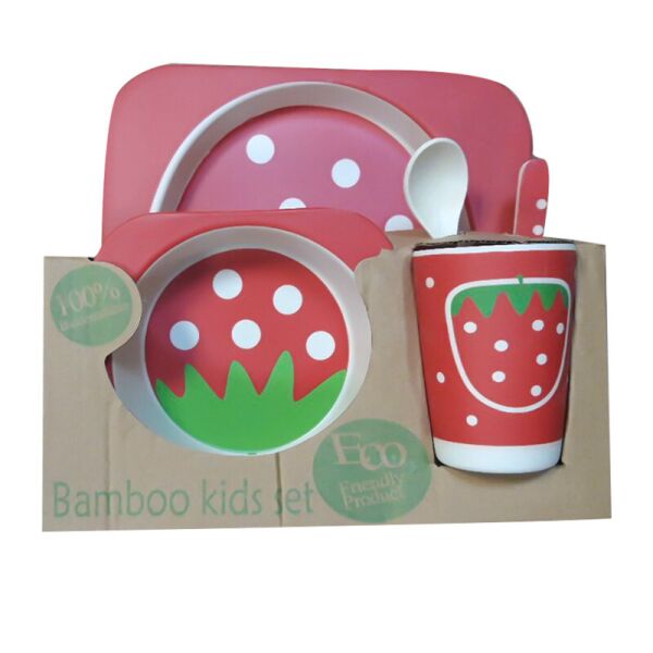 

Набор детской посуды из 5 предметов бамбук Bamboo Fibre kids Set клубника 153981