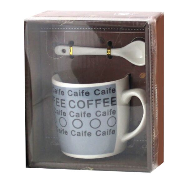 

Чашка с ложечкой в подарочной упаковке Coffee Caife синяя