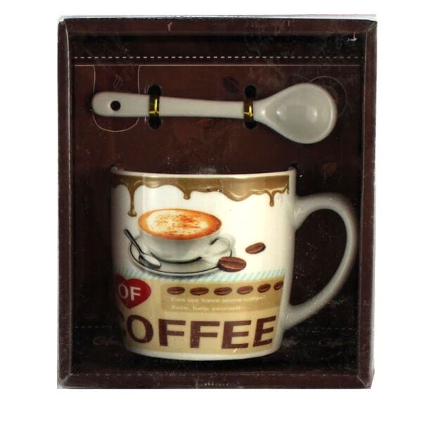 

Чашка с ложечкой в подарочной упаковке Coffee латте