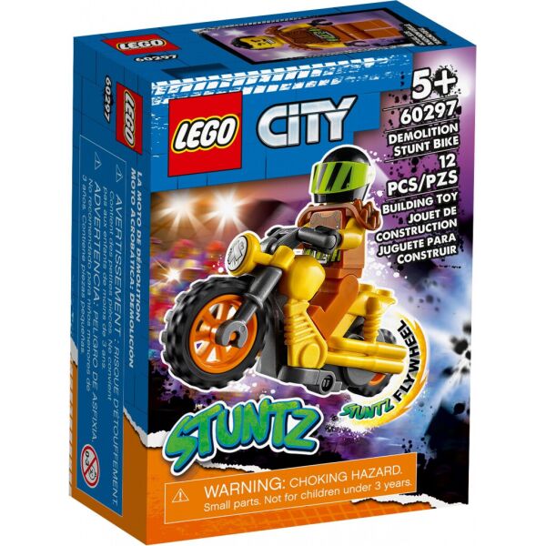 

Конструктор LEGO City Stunt Разрушительный трюковый мотоцикл 12 деталей (60297)
