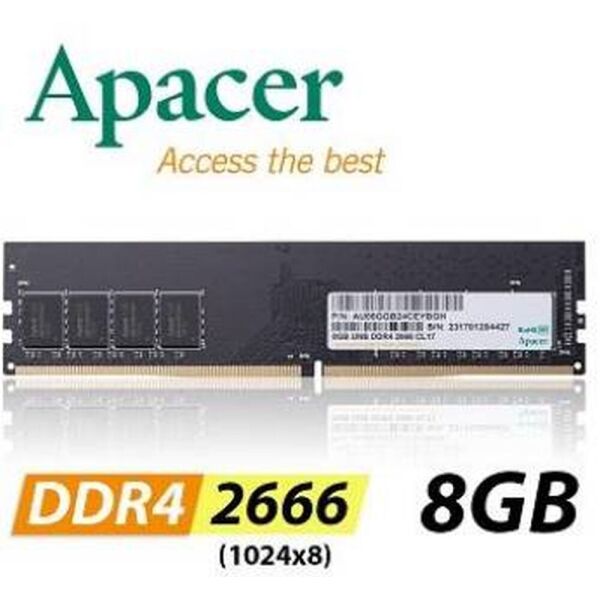 

DDR4 8Gb, 2666 MHz, Apacer, 19-19-19, 1.2V (EL.08G2V.GNH)