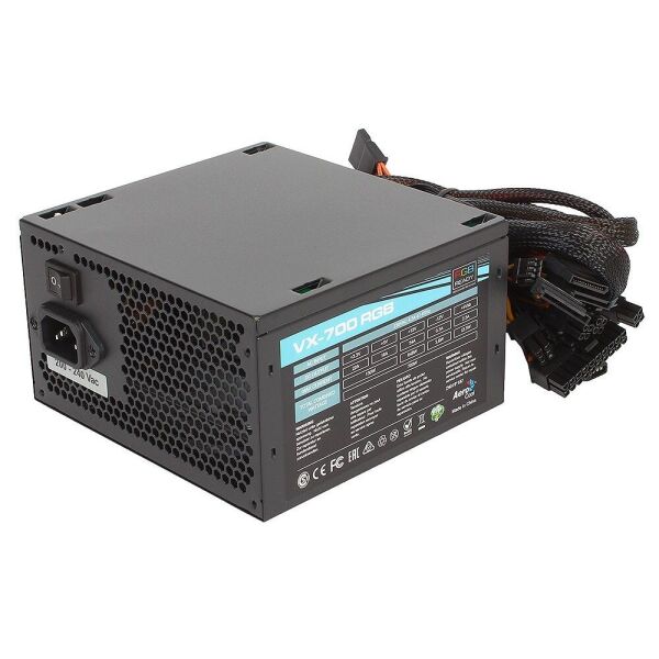 

Блок питания Aerocool 700W VX700 PLUS RGB, 120 mm, 20+4pin, 1x4+4pin, SATA x 3, Molex 4x4pin, 2x6+2p
