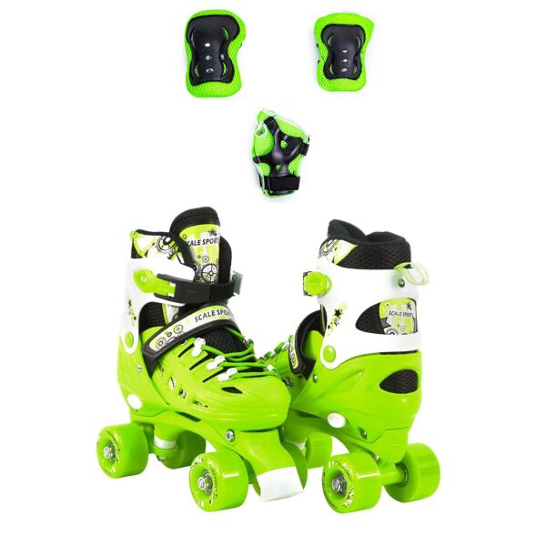 

Раздвижные ролики-квады с защитой Scale Sports салатовые, размеры 29-33, 34-38