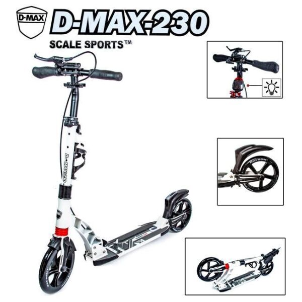 

Двухколесный самокат Scale Sports D-Max 230 белый. Ручной тормоз!
