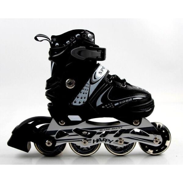 

Ролики детские раздвижные (роликовые коньки) Happy In Line Skates Черные. Размеры 29-33,34-37