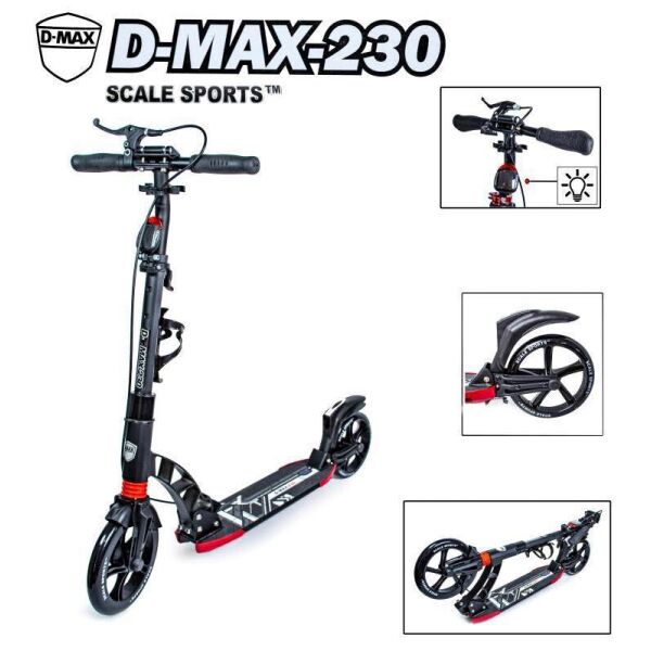

Детский Двухколесный самокат Scale Sports D-Max 230 черный. Ручной тормоз!