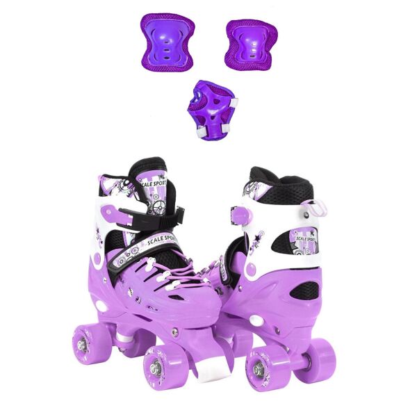 

Раздвижные ролики-квады с защитой Scale Sports фиолетовые, размеры 29-33, 34-38