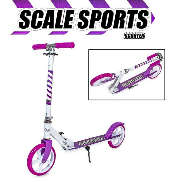 

+LED Фонарик Двухколесный складной самокат Scooter 460. Фиолетовый цвет