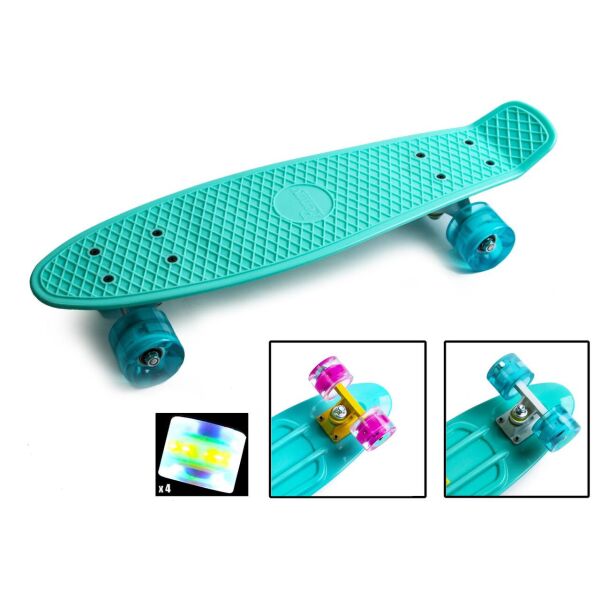 

Пенниборд Penny Board. Бирюзовый цвет. Светящиеся колеса.
