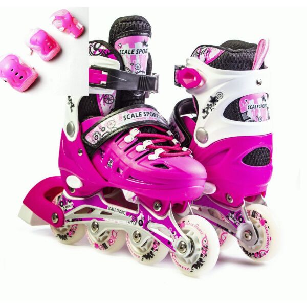 

Ролики Scale Sport розовые +защита в подарок размер 29-33, 34-37. 38-41