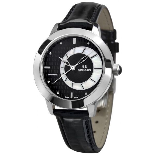 

Женские часы Seculus 1671.2.1063 black mop, ss, black leather