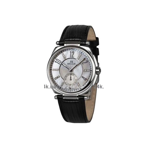 

Женские часы Seculus 1700.8.1069 white-mop-cz, ss, black leather