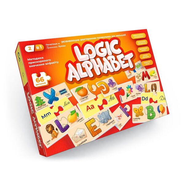 

Логическая азбука-пазл Danko Toys 66 деталей Разноцветный 4823102809960