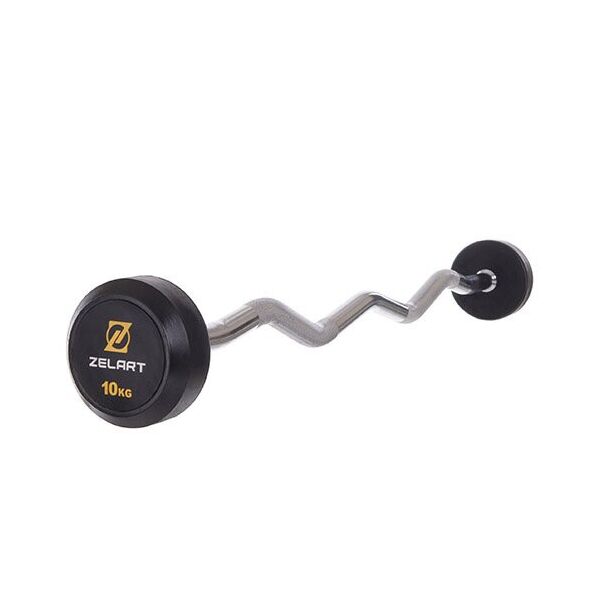 

Штанга фиксированная изогнутая Rubber Coated Barbell TA-2687 10кг Черный (58363067)