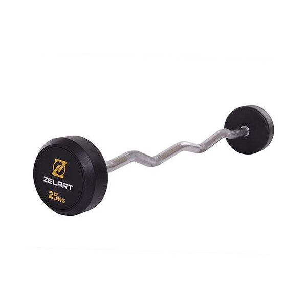 

Штанга фиксированная изогнутая Rubber Coated Barbell TA-2687 25кг Черный (58363067)
