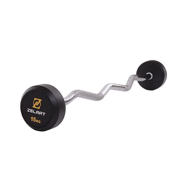 

Штанга фиксированная изогнутая Rubber Coated Barbell TA-2687 15кг Черный (58363067)