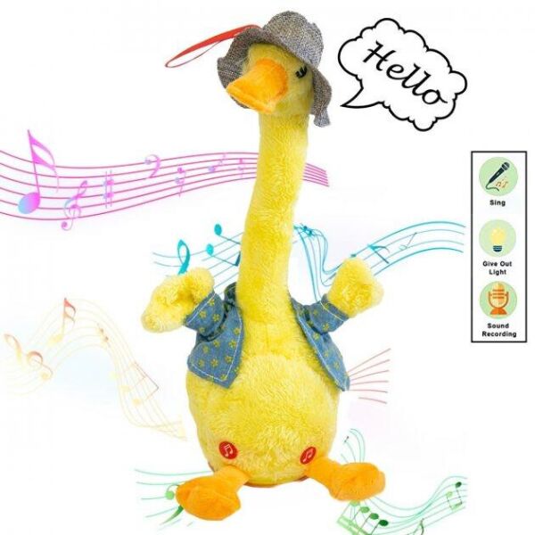 

Интерактивная игрушка Dansing duck танцующий гусь утка игрушка повторюшка мягкая в жилетке