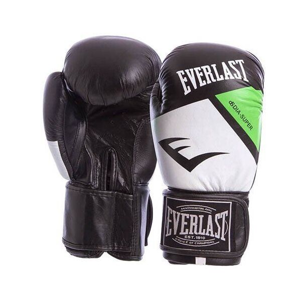 

Оборудование, экипировка для бокса и единоборств Перчатки боксерские Everlast MA-6748 14oz Черно-бело-салатовый (37429431)