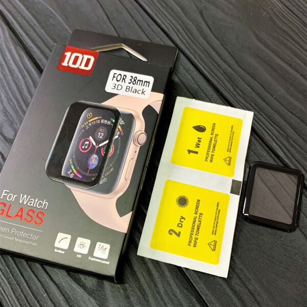 

Защитное стекло 10D для Apple Watch 38 mm чёрное