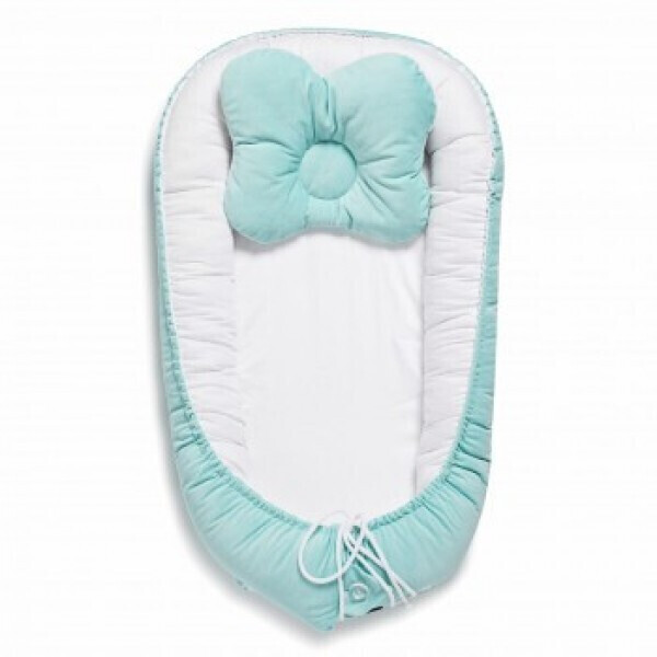 

Кокон для новорожденных Twins Velvet 9064 с подушкой Голубой/Белый