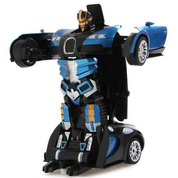 

Машинка Трансформер Bugatti Robot Car Size 12 СИНЯЯ радиоуправляемая машинка