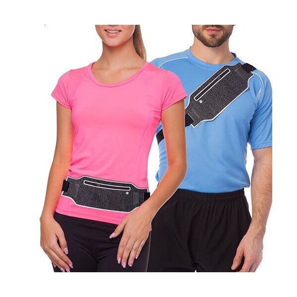 

Ремень-сумка спортивная для бега и велопрогулки 10500A Серо-черный (39508042)