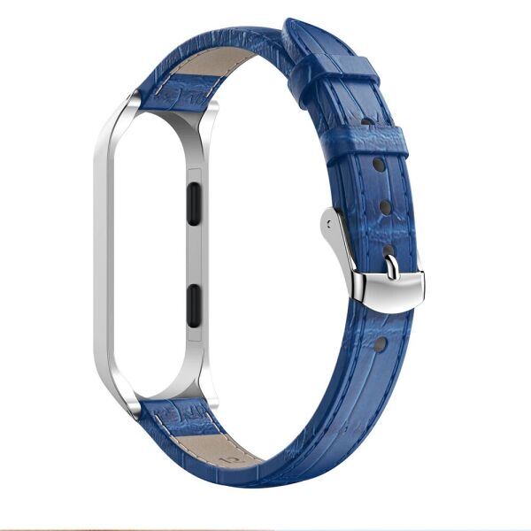 

Ремешок для фитнес браслета Steel-Leather design bracelet for Xiaomi Mi Band 3 и 4 BLue