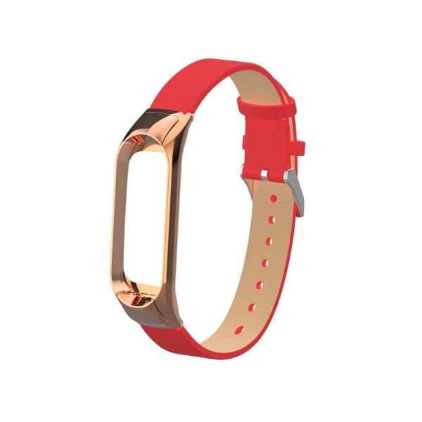 

Ремешок для фитнес браслета Steel-Leather design bracelet for Xiaomi Mi Band 3 Red