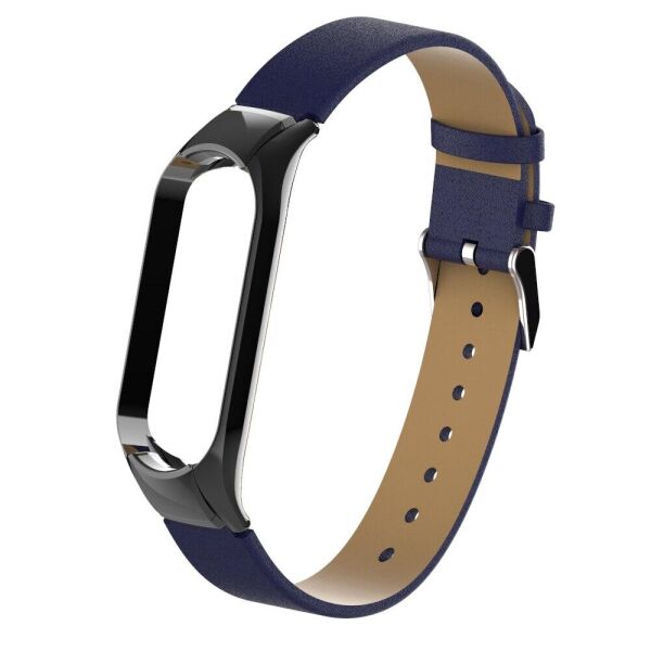 

Ремешок для фитнес браслета Steel-Leather design bracelet for Xiaomi Mi Band 3 Dark blue